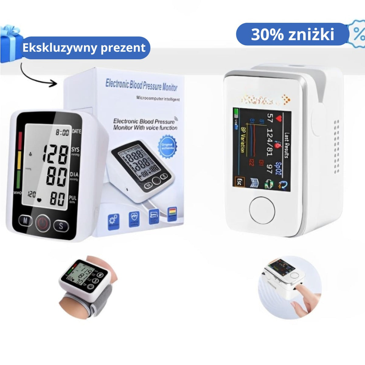 Glukometr wielofunkcyjny + Ciśnieniomierz elektroniczny – KUP 1, DRUGI OTRZYMASZ GRATIS!
